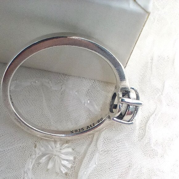 Pandora 925 Silver Sparkling Solitaire Ring 190052C01-60 - Ring Size 9 CZ - Box - Picture 3 of 4